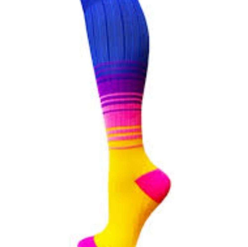 1 pair of Multicolored Compression Socks.  Size L.  # 0037